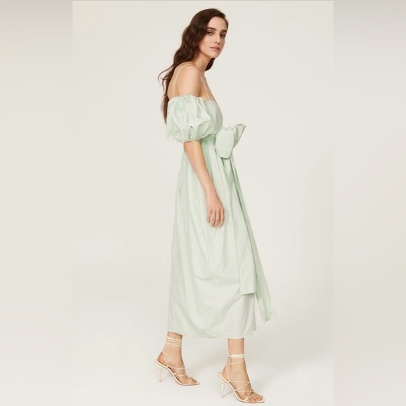 Cecilie Bahnsen Mint Green Cotton Poplin Joel Midi Dress US 6 UK 10 - Picture 4 of 16